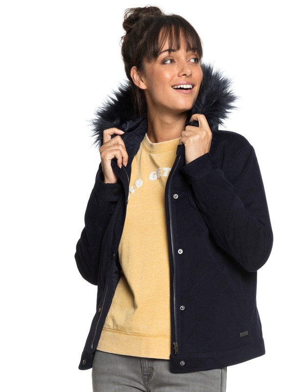 roxy, Chic And Snow - Veste bomber à capuche pour Femme, DRESS BLUES (btk0) 0 Chic And Snow - Veste bomber à capuche pour Femme Bleu ERJJK03232 Roxy