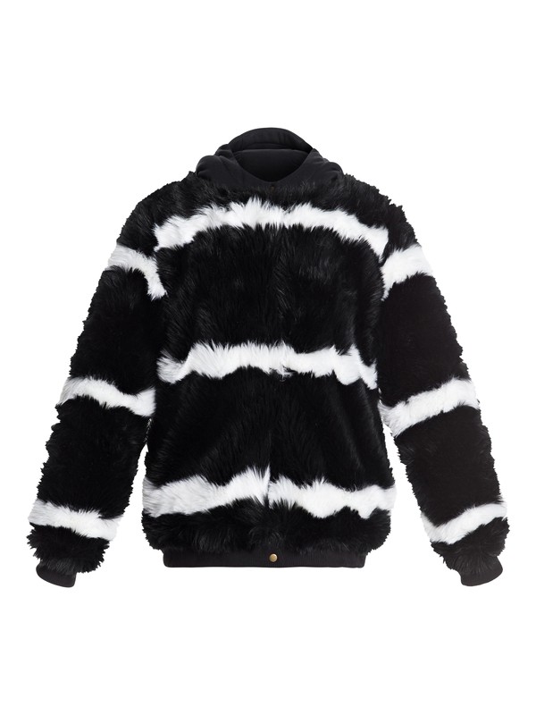 roxy, Carrie Technical Faux Fur Jacket, TRUE BLACK (kvj0) 0 Carrie Technical Faux Fur Jacket Black ERJJK03236 Roxy