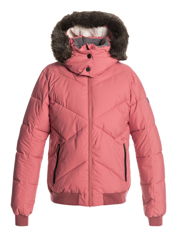 roxy, Hanna - Giacca bomber impermeabile con cappuccio da Donna, DUSTY CEDAR (mmr0) 0 Hanna - Giacca bomber impermeabile con cappuccio da Donna Pink ERJJK03238 Roxy