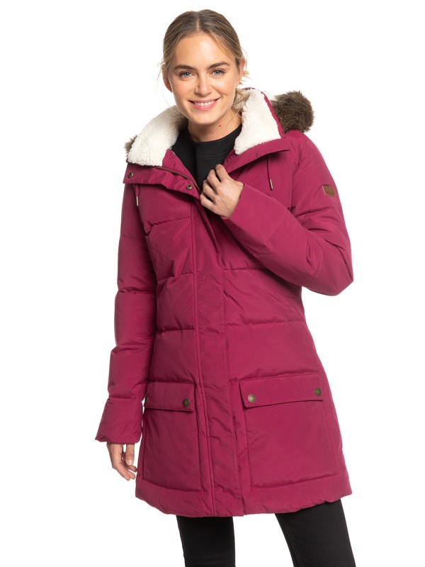 roxy, Ellie Water Repellent Hooded Longline Puffa Jacket, BEET RED (rrv0) 0 Ellie Water Repellent Hooded Longline Puffa Jacket Red ERJJK03239 Roxy