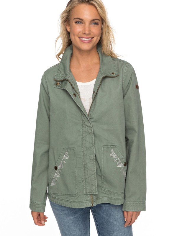 roxy, Falling Stars Military Jacket, glw0 (glw0) 0 Falling Stars Military Jacket Green ERJJK03249 Roxy