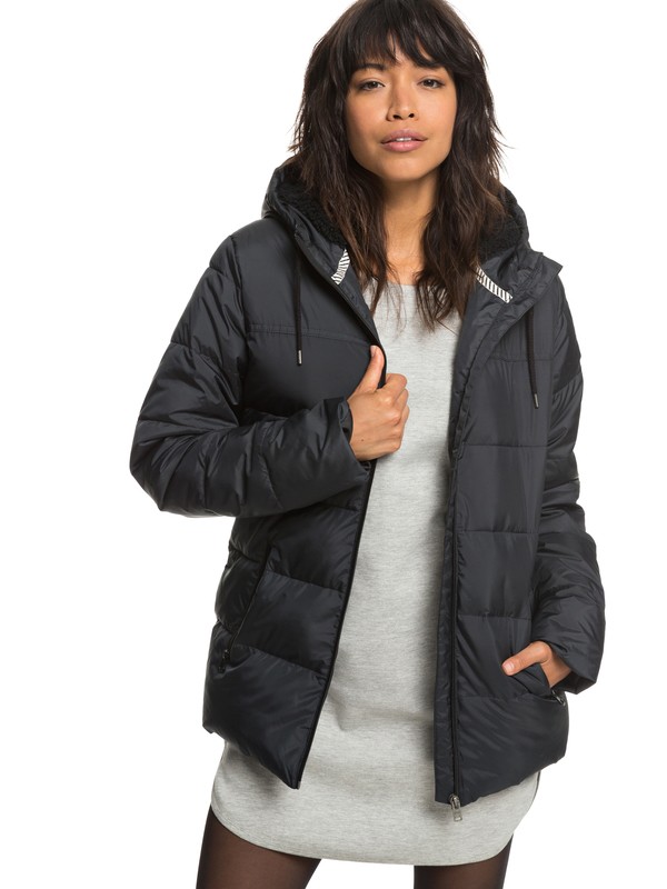 roxy, Harbor Days - Doudoune à capuche déperlante pour Femme, TRUE BLACK (kvj0) 0 Harbor Days - Doudoune à capuche déperlante pour Femme Noir ERJJK03254 Roxy