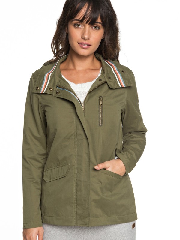 roxy, Lightening Strike Hooded Military Jacket, BURNT OLIVE (gpz0) 0 Lightening Strike Hooded Military Jacket Green ERJJK03260 Roxy