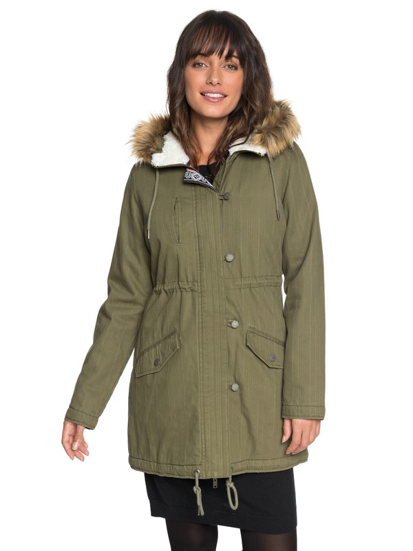 roxy, Essential Element Hooded Parka, BURNT OLIVE (gpz0) 0 Essential Element Hooded Parka Green ERJJK03262 Roxy