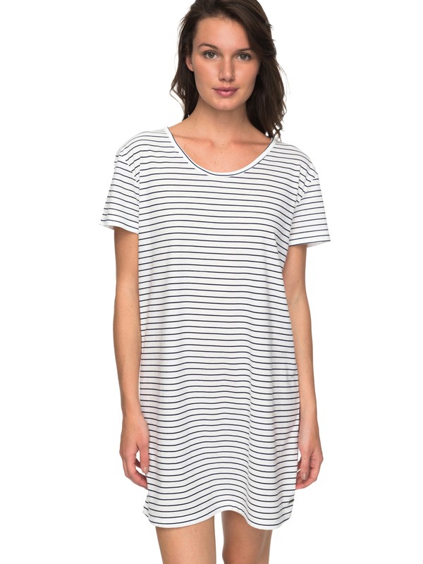 roxy, Just Simple Stripe - T-shirt Jurk, DRESS BLUE JUST SIMPLE STRIPE (btk3) 0 Just Simple Stripe - T-shirt Jurk Blue ERJKD03172 Roxy