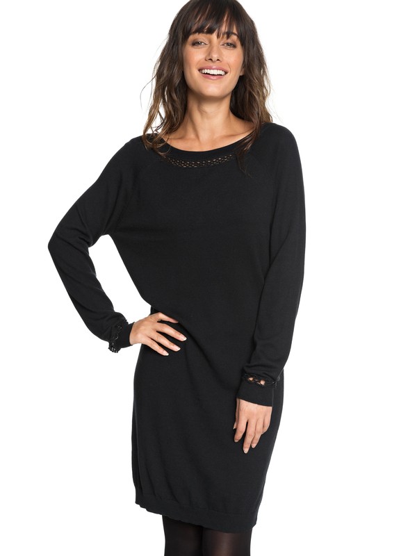 roxy, Expression Of Nature - Jurk met Lange Mouw voor Dames, TRUE BLACK (kvj0) 0 Expression Of Nature - Jurk met Lange Mouw voor Dames Black ERJKD03204 Roxy