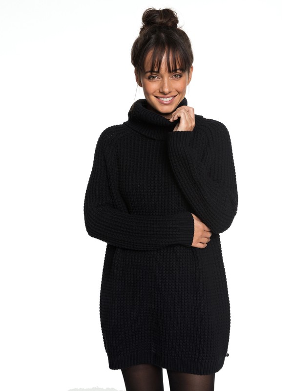 roxy, Bubbles Story - Long Sleeve Turtle Neck Dress for Women, TRUE BLACK (kvj0) 0 Bubbles Story - Long Sleeve Turtle Neck Dress for Women ERJKD03212 Roxy