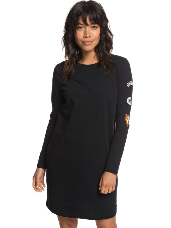 roxy, Boyish Look Long Sleeve Tee Dress, TRUE BLACK (kvj0) 0 Boyish Look Long Sleeve Tee Dress Black ERJKD03213 Roxy