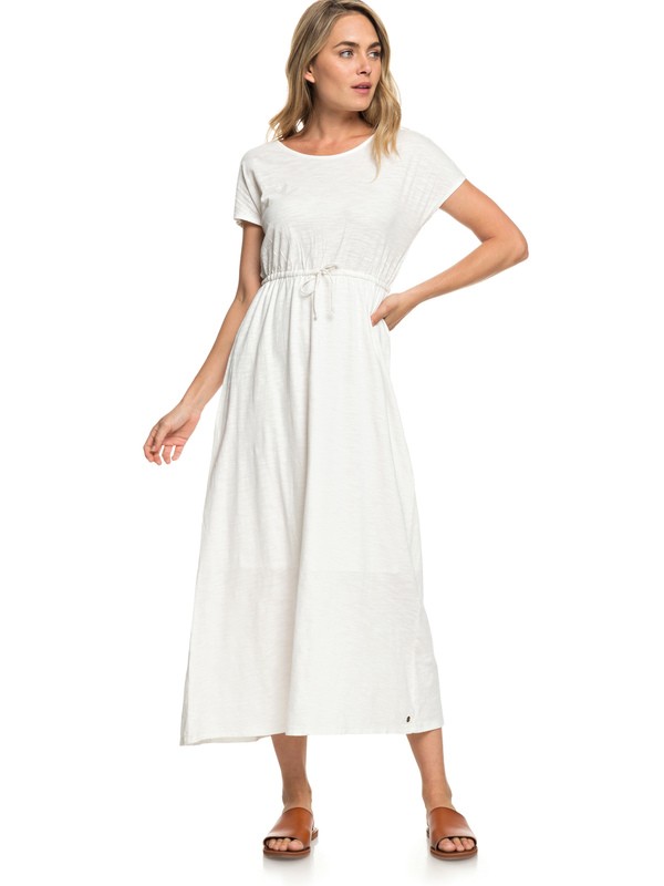 roxy, Wavelines - Robe longue manches courtes pour Femme, MARSHMALLOW (wbt0) 0 Wavelines - Robe longue manches courtes pour Femme Blanc ERJKD03251 Roxy