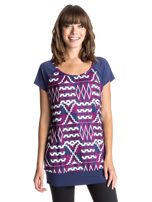 roxy, Clarity Tee, 4433 AZTEC GEO SAILOR BLUE BSQ (bsq6) 0 Clarity Tee ERJKT03047 Roxy
