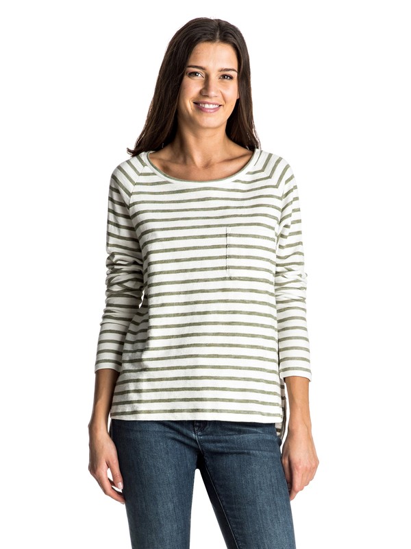 roxy, Keep Up Blues - Long Sleeve Top, OIL GREEN FRIDAY STRIPE (gld3) 0 Keep Up Blues - Long Sleeve Top Green ERJKT03212 Roxy