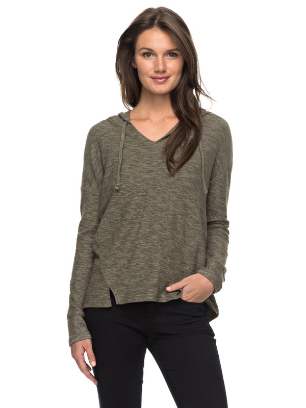 roxy, Wanted And Wild Long Sleeve Hooded Top, DUSTY OLIVE (gpb0) 0 Wanted And Wild Long Sleeve Hooded Top Green ERJKT03288 Roxy