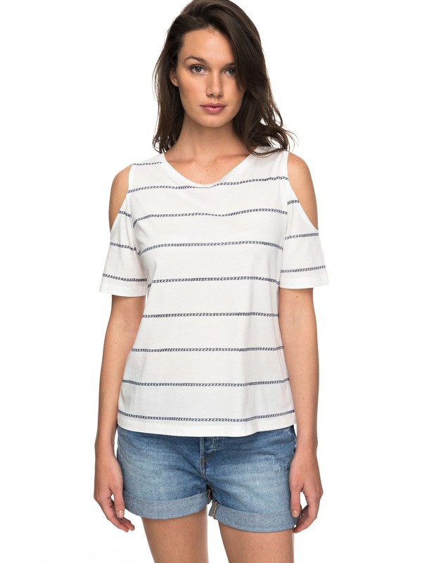 roxy, Uptown Sun Cold Shoulder Tee, MARSHMALLOW BOAT STRIPE (xwkw) 0 Uptown Sun Cold Shoulder Tee White ERJKT03358 Roxy
