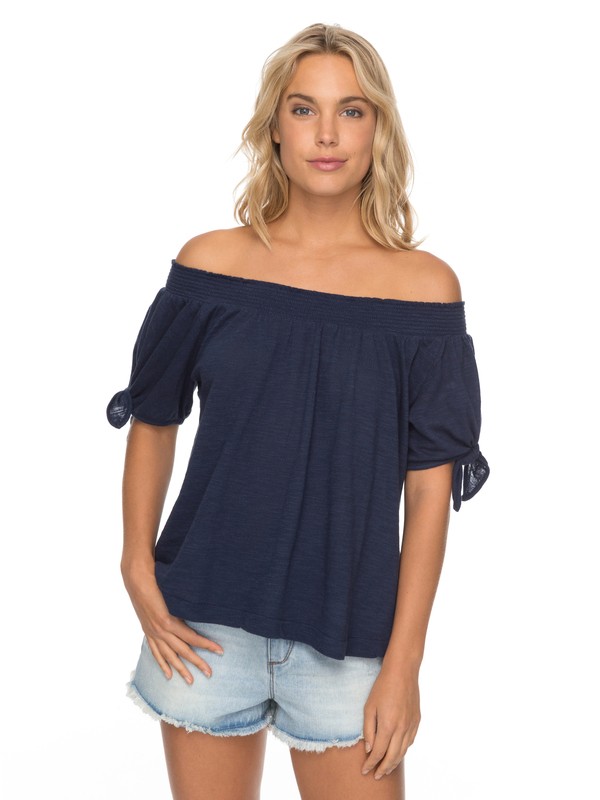 roxy, Carribean Mood - Off The Shoulder Top, DRESS BLUES (btk0) 0 Carribean Mood - Off The Shoulder Top Blue ERJKT03360 Roxy