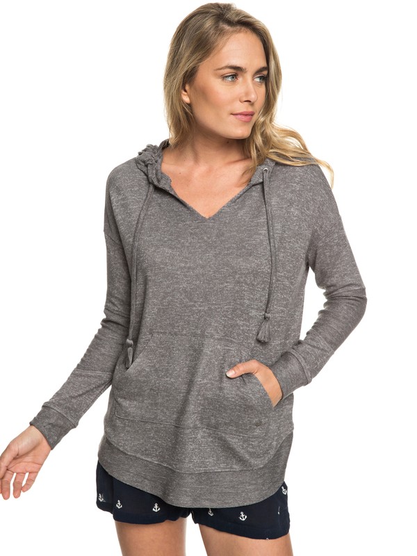 roxy, Cozy Chill Hooded Sweatshirt, CHARCOAL HEATHER (ktah) 0 Cozy Chill Hooded Sweatshirt Black ERJKT03408 Roxy