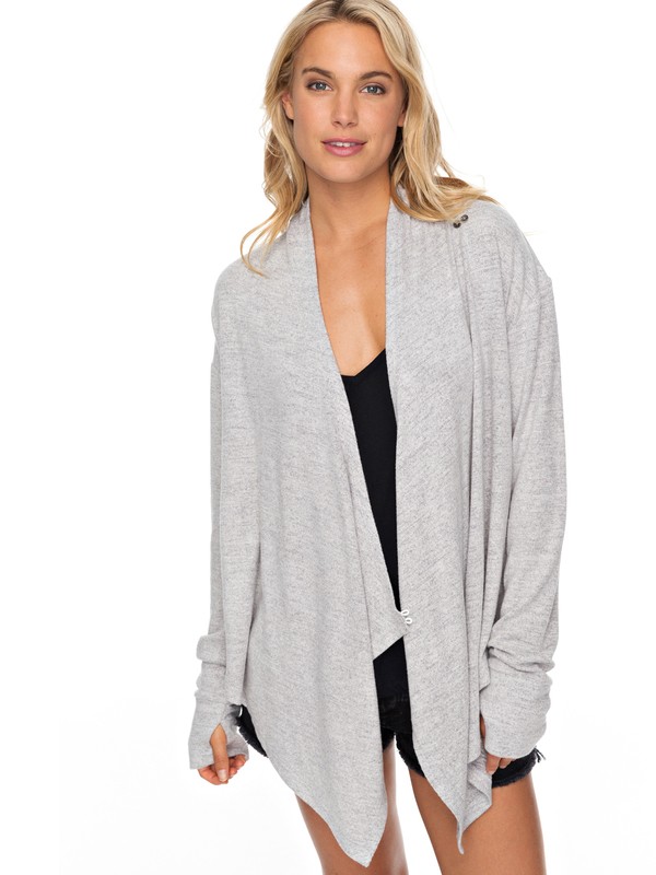 roxy, Feel It All Around Waterfall Front Cardigan, HERITAGE HEATHER (sgrh) 0 Feel It All Around Waterfall Front Cardigan Grey ERJKT03432 Roxy
