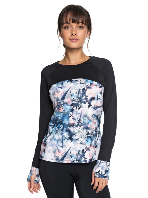 roxy, Cold Run - Technical Long Sleeve Top for Women, BACHELOR BUTTON WATER OF LOVE (bgz6) 0 Cold Run - Technical Long Sleeve Top for Women Blue ERJKT03456 Roxy