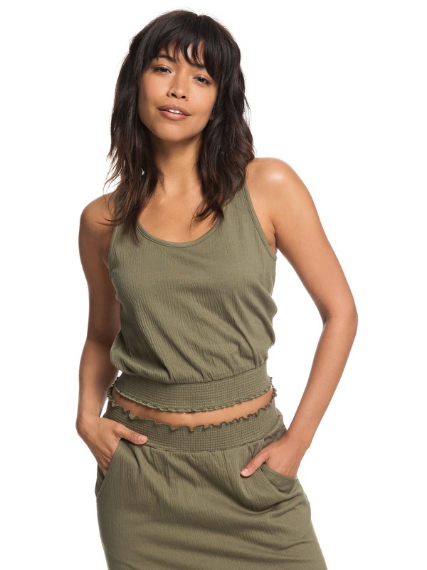 roxy, Musical Note Cropped Tank, BURNT OLIVE (gpz0) 0 Musical Note Cropped Tank Green ERJKT03459 Roxy
