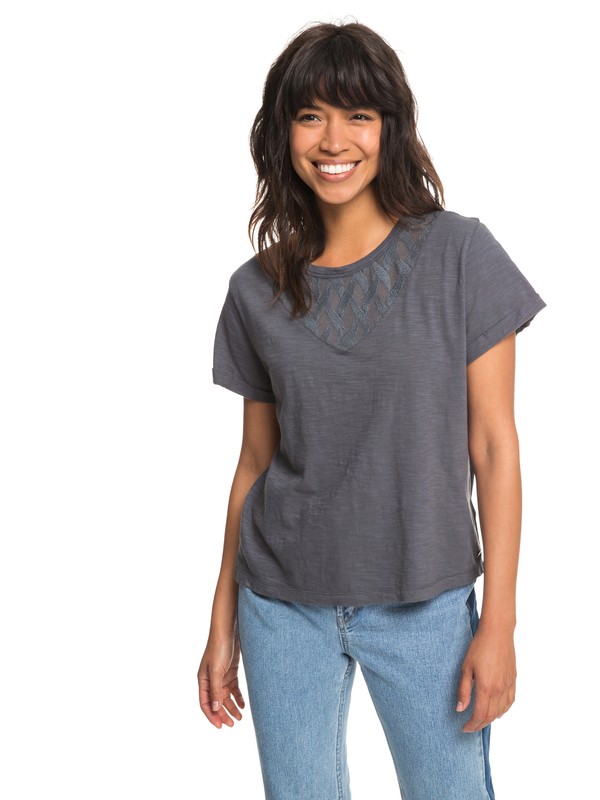 roxy, Colorful Water - Kurzarm Top für Frauen, TURBULENCE (kym0) 0 Colorful Water - Kurzarm Top für Frauen Schwarz ERJKT03463 Roxy