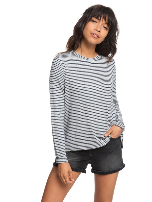 roxy, Chasing You Long Sleeve Top, HERITAGE HEATHER THIN STRIPES (sgr3) 0 Chasing You Long Sleeve Top Grey ERJKT03476 Roxy