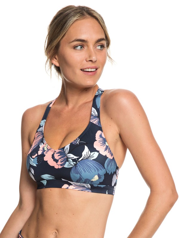 roxy, Nova Vida - Brassière de sport UPF 50 pour Femme, DRESS BLUES FULL FLOWERS FIT (xbbm) 0 Nova Vida - Brassière de sport UPF 50 pour Femme Bleu ERJKT03499 Roxy