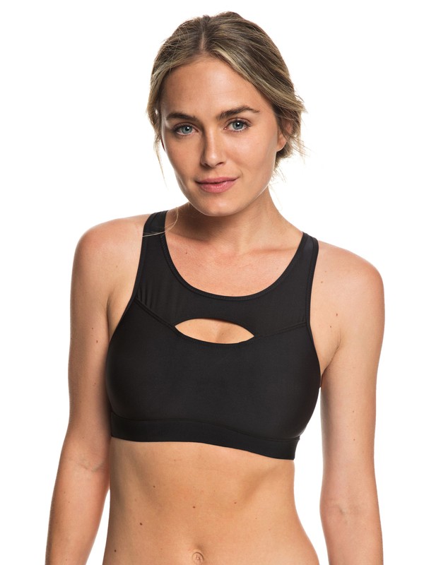 roxy, Intuition First - Brassière de sport pour Femme, TRUE BLACK (kvj0) 0 Intuition First - Brassière de sport pour Femme Noir ERJKT03501 Roxy