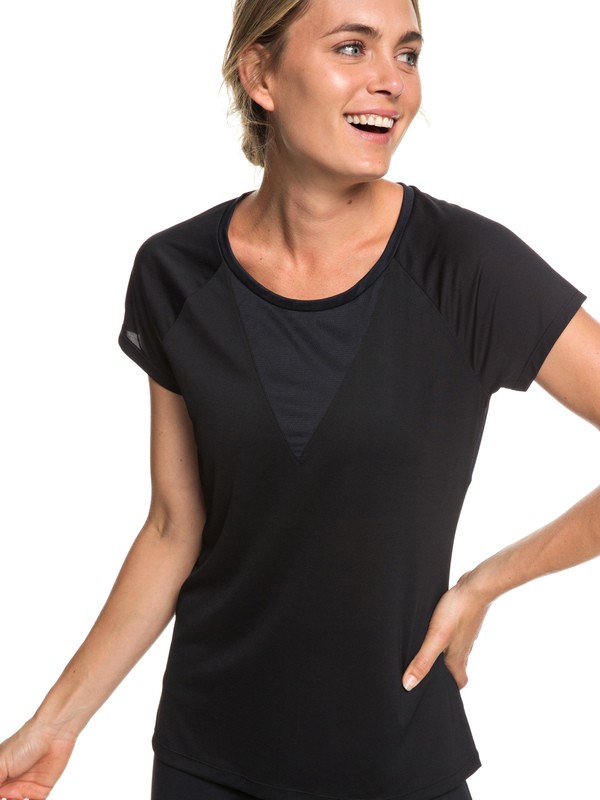 roxy, Chasing Sunset - T-shirt de running pour Femme, TRUE BLACK (kvj0) 0 Chasing Sunset - T-shirt de running pour Femme Noir ERJKT03508 Roxy