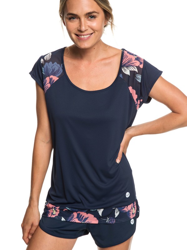 roxy, Liquid Sunshine - T-shirt de sport pour Femme, DRESS BLUES FULL FLOWERS FIT (xbbm) 0 Liquid Sunshine - T-shirt de sport pour Femme Bleu ERJKT03511 Roxy