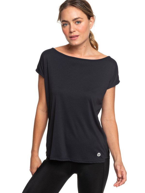 roxy, Dont Be Shy - T-shirt de sport pour Femme, TRUE BLACK (kvj0) 0 Dont Be Shy - T-shirt de sport pour Femme Noir ERJKT03514 Roxy