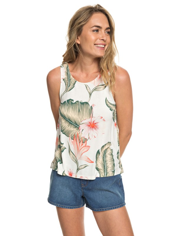 roxy, Vast Sky Strappy Top, MARSHMALLOW TROPICAL LOVE (wbt7) 0 Vast Sky Strappy Top White ERJKT03518 Roxy