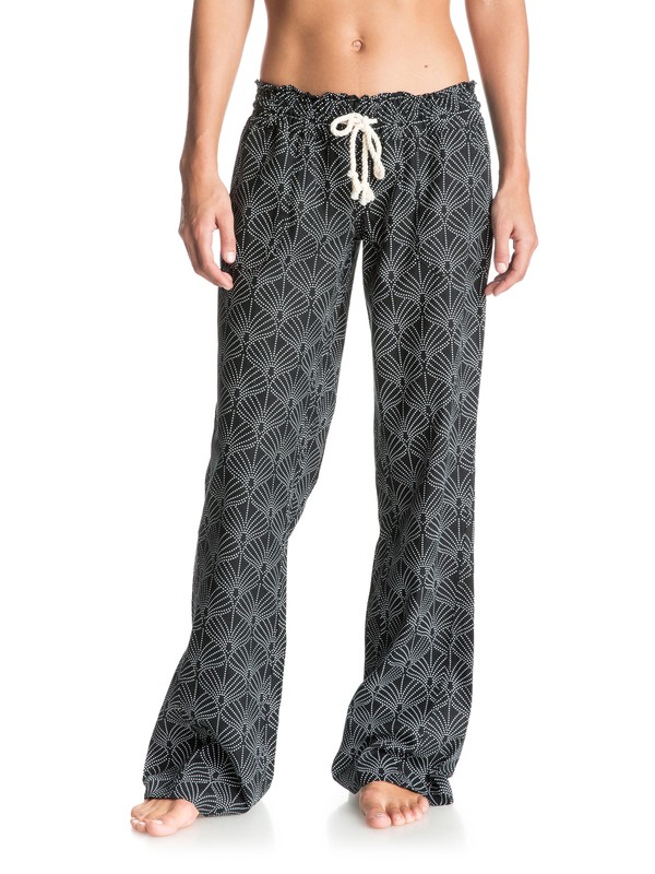roxy, Oceanside Printed Beach Pants, IN THE BREEZE TRUE BLACK (kvj6) 0 Oceanside Printed Beach Pants ERJNP03041 Roxy