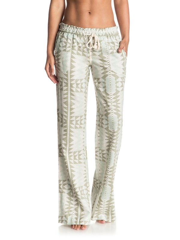 roxy, Oceanside Printed Beach Pants, OIL GREEN SOARING EYES (gld6) 0 Oceanside Printed Beach Pants ERJNP03088 Roxy