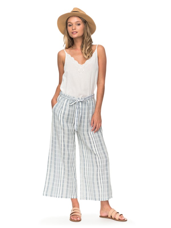 roxy, Ready Beachy Vibes Wide Leg Pants, CHINA BLUE CHECKED (bnd4) 0 Ready Beachy Vibes Wide Leg Pants ERJNP03149 Roxy