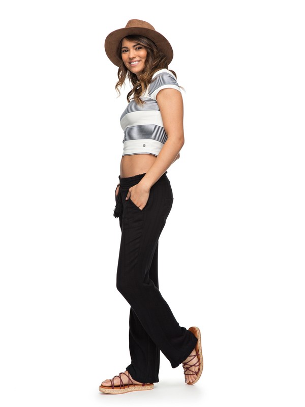 roxy, Oceanside Flared Linen Pants, ANTHRACITE (kvj0) 0 Oceanside Flared Linen Pants Black ERJNP03184 Roxy