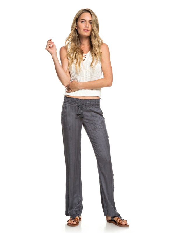 roxy, Oceanside Flared Linen Pants, TURBULENCE (kym0) 0 Oceanside Flared Linen Pants Black ERJNP03184 Roxy