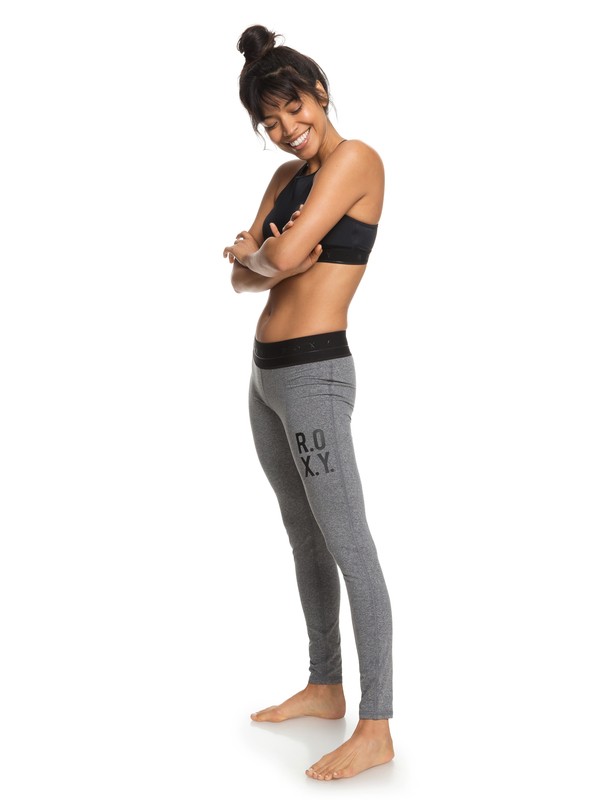 roxy, Fields Of Gold Sports Leggings, CHARCOAL HEATHER (ktah) 0 Fields Of Gold Sports Leggings ERJNP03191 Roxy