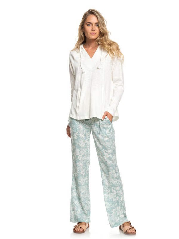 roxy, Oceanside Viscose Pants, AQUIFER MAY FLOWERS (bgw7) 0 Oceanside Viscose Pants Blue ERJNP03220 Roxy