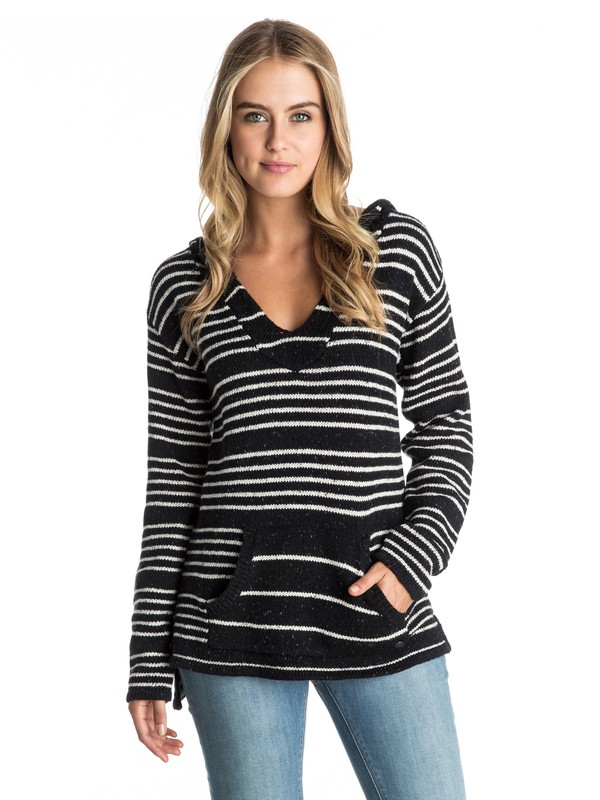 roxy, Mellie Hooded Poncho Sweater, TRUE BLACK (kvj0) 0 Mellie Hooded Poncho Sweater ERJSW03051 Roxy