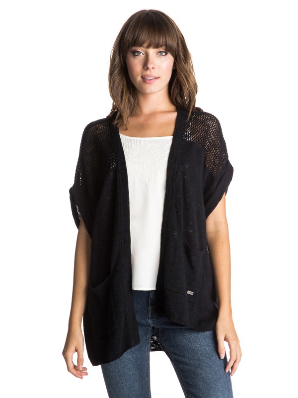 Schooner Gulch - Shot Sleeve Cardigan ERJSW03109 0 Schooner Gulch Open Front Sweater ERJSW03109 Roxy