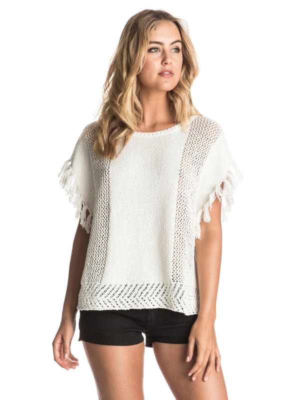 roxy, Ladies Of The Canyon - Fringe Poncho, MARSHMELLOW (wbt0) 0 Ladies Of The Canyon - Fringe Poncho White ERJSW03167 Roxy
