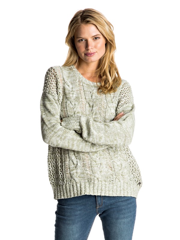 roxy, Ain't No Sunshine Cable Knit Sweater, OIL GREEN (gld0) 0 Ain't No Sunshine Cable Knit Sweater ERJSW03169 Roxy