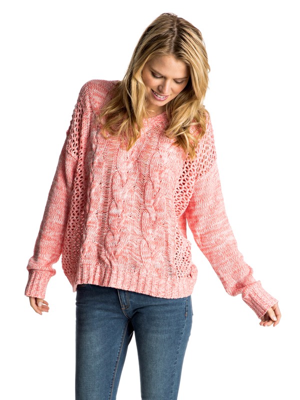 roxy, Ain't No Sunshine - Cable Knit Jumper, GEORGIA PEACH (mje0) 0 Ain't No Sunshine - Cable Knit Jumper Pink ERJSW03169 Roxy