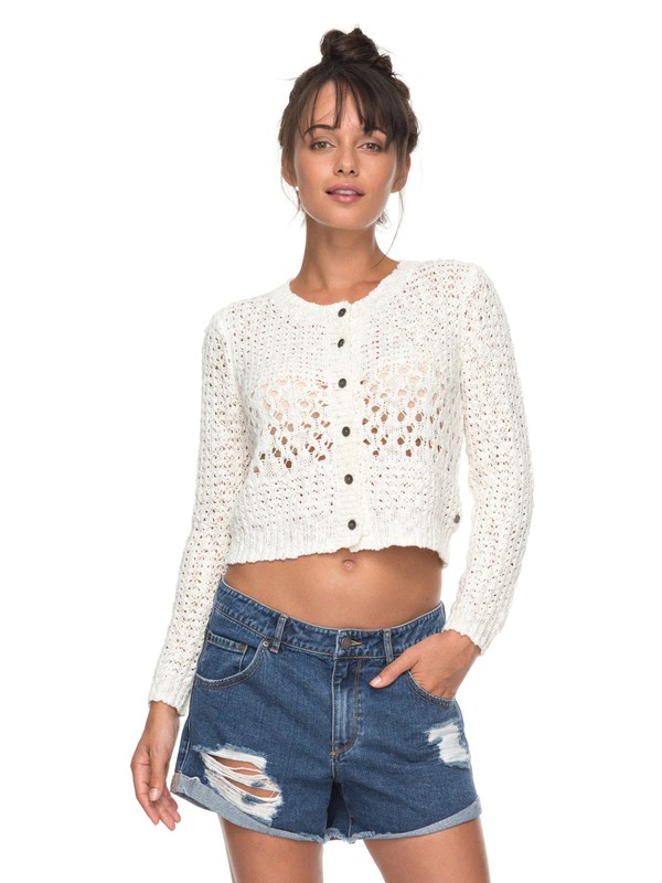 roxy, Beach Adventure Cropped Cardigan, MARSHMELLOW (wbt0) 0 Beach Adventure Cropped Cardigan White ERJSW03233 Roxy