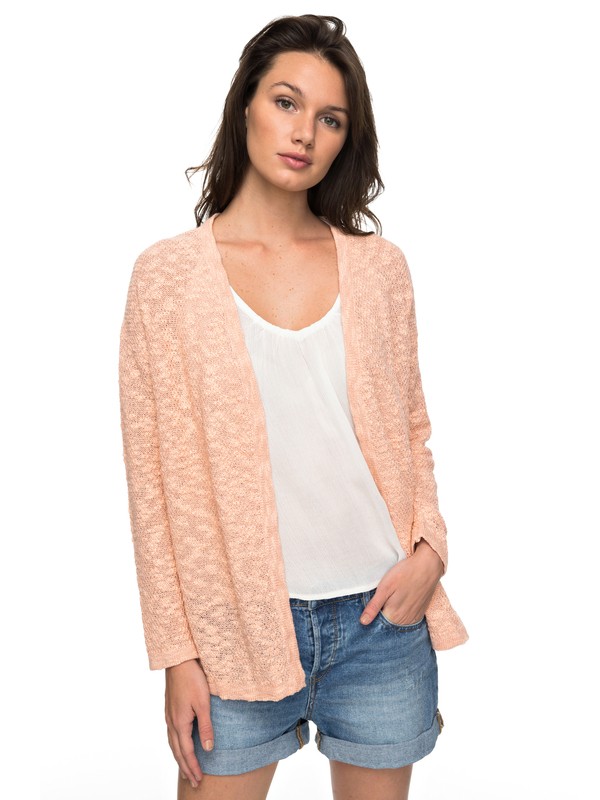 roxy, Livin Sunday Cardigan, ROSE TAN (mhb0) 0 Livin Sunday Cardigan Pink ERJSW03246 Roxy