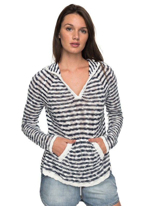 roxy, Slouchy Morning Stripe Hooded Sweater, DRESS BLUES BASIC BICO STRIPE (btk4) 0 Slouchy Morning Stripe Hooded Sweater Blue ERJSW03248 Roxy