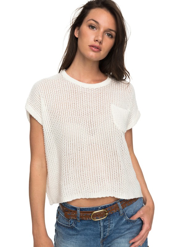 roxy, Breezy Days - Top a Maglia, MARSHMALLOW (wbt0) 0 Breezy Days - Top a Maglia White ERJSW03250 Roxy