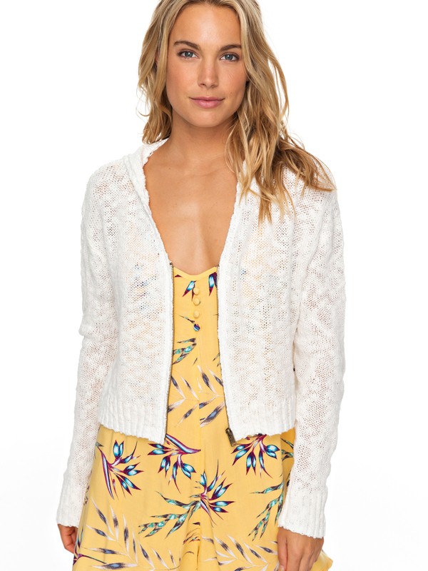 roxy, Wildlife Park Crop Zip Sweater, MARSHMALLOW (wbt0) 0 Wildlife Park Crop Zip Sweater White ERJSW03258 Roxy