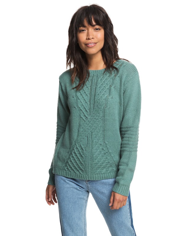 roxy, Glimpse Of Romance - Pull col rond pour Femme, TRELLIS (bkw0) 0 Glimpse Of Romance - Pull col rond pour Femme Bleu ERJSW03276 Roxy