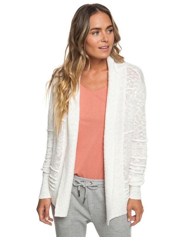 roxy, Ready To Travel Knitted Cardigan, MARSHMALLOW (wbt0) 0 Ready To Travel Knitted Cardigan White ERJSW03298 Roxy