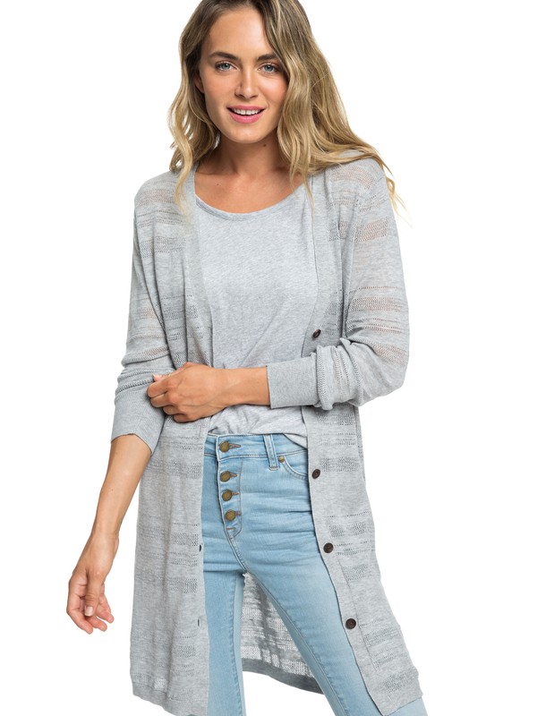 roxy, Cardigan de Largo Medio Tropic Lifestyle, HERITAGE HEATHER (sgrh) 0 Cardigan de Largo Medio Tropic Lifestyle Gris ERJSW03299 Roxy
